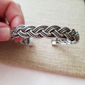 925 Sterling braided adjustable cuff bracelet